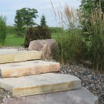 Perfectly layered stone forms a curving stairway