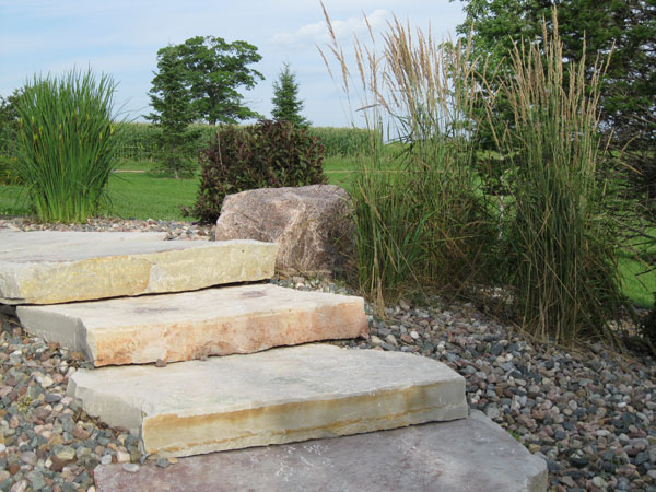 Perfectly layered stone forms a curving stairway