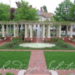 Pergola overlooking fountain